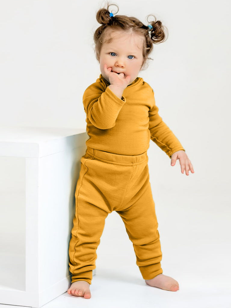 Wooly Thermal Baby Leggings 100% Soft Merino Wool Mustard