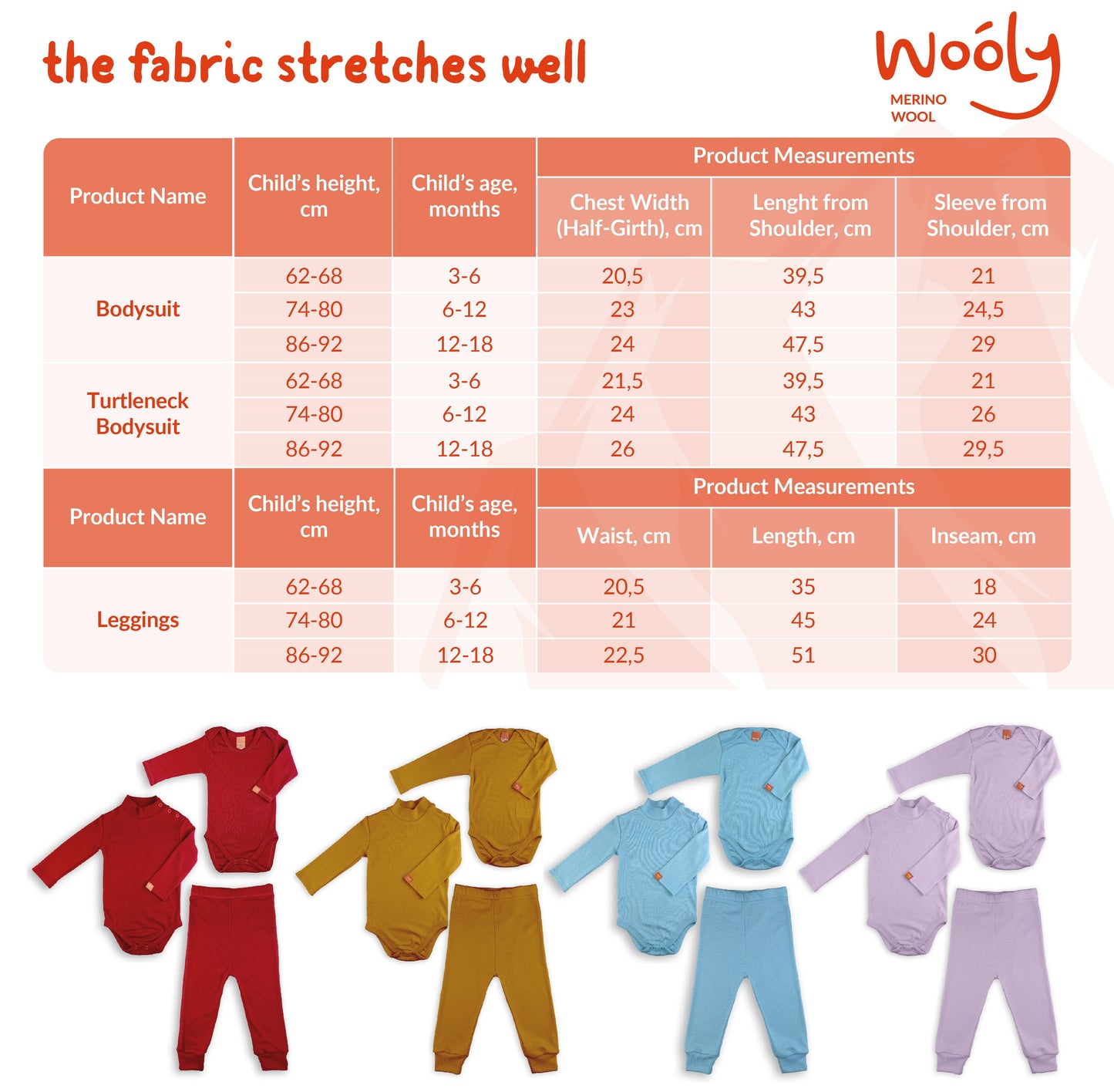 Wooly Thermal Baby Turtleneck Bodysuit 100% Soft Merino Wool Cherry