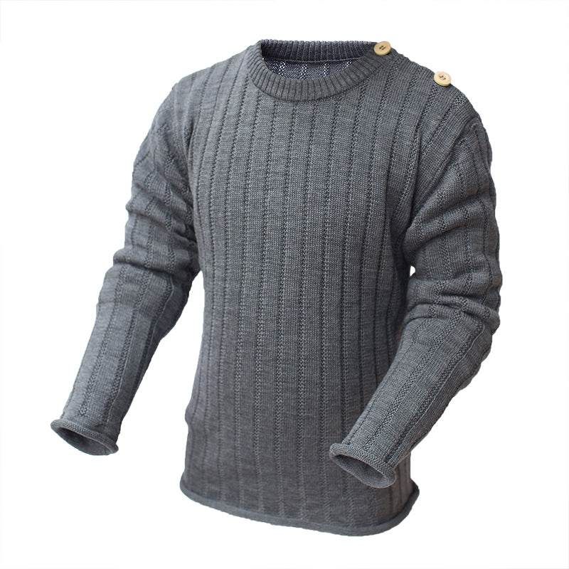 Sofia Kid's Knit Thermal Sweater 100% Soft Merino Wool Gray Ages 2-4yo
