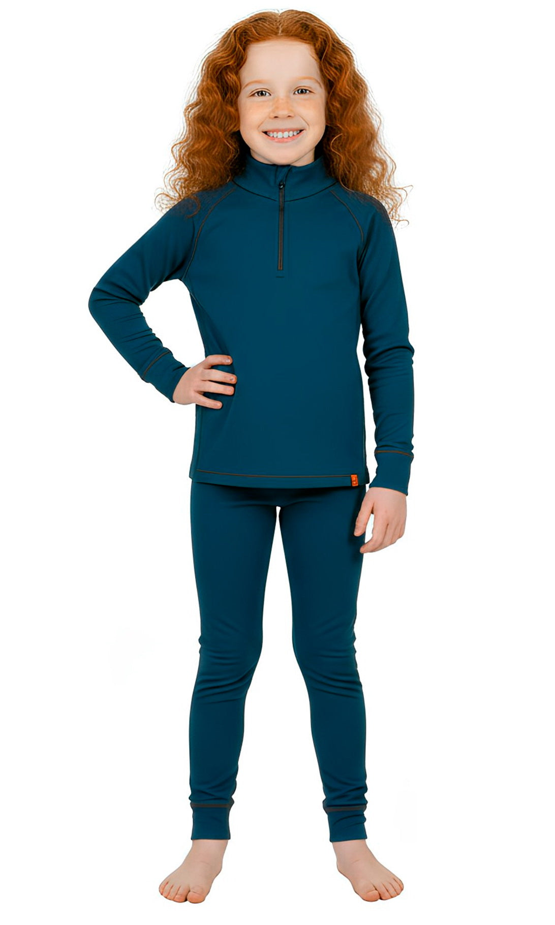 Wooly Kid's Thermal Underwear Set Soft Merino Wool Dark Blue Ages 2-12yo