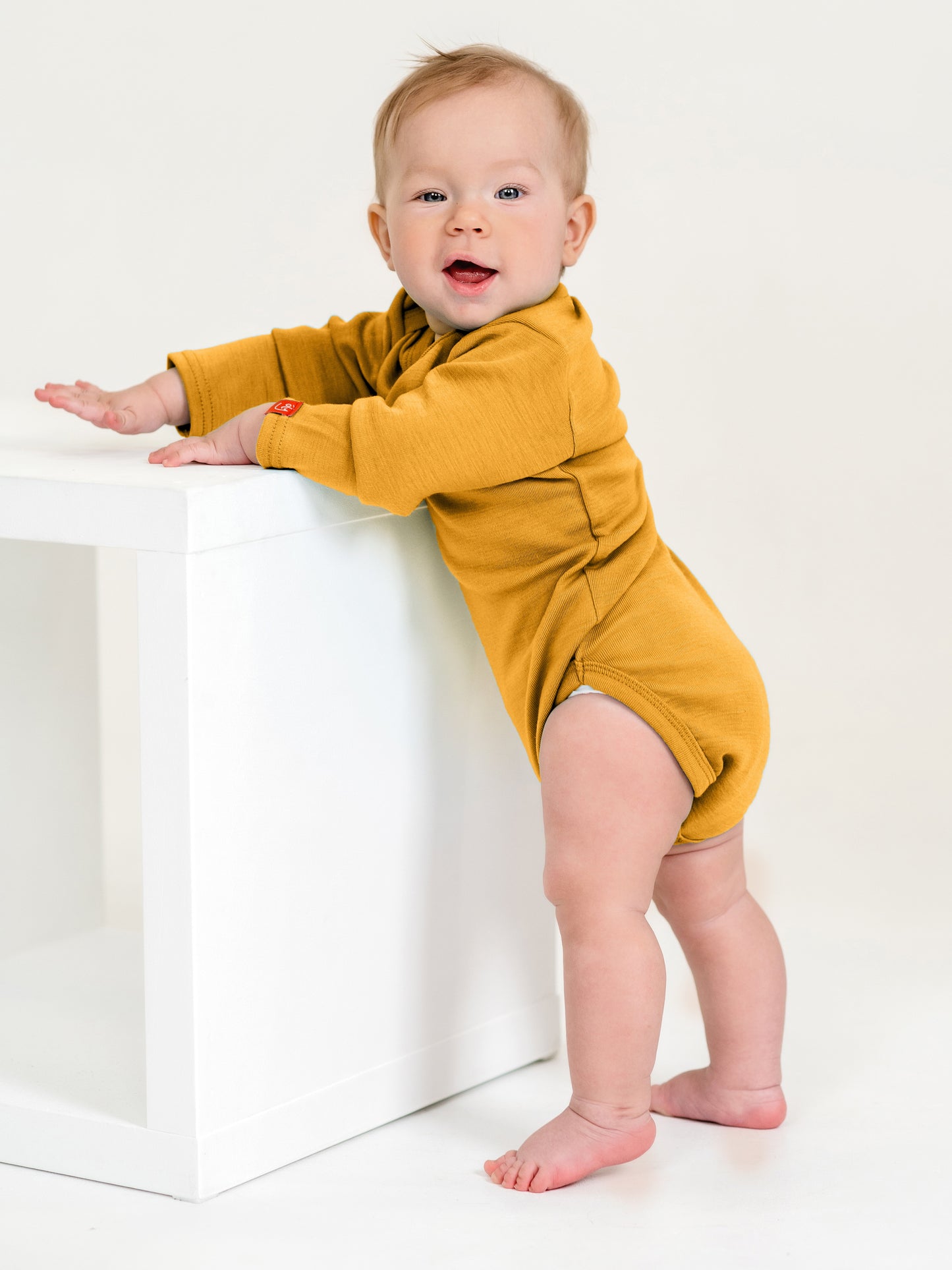 Wooly Thermal Baby Bodysuit 100% Soft Merino Wool Mustard