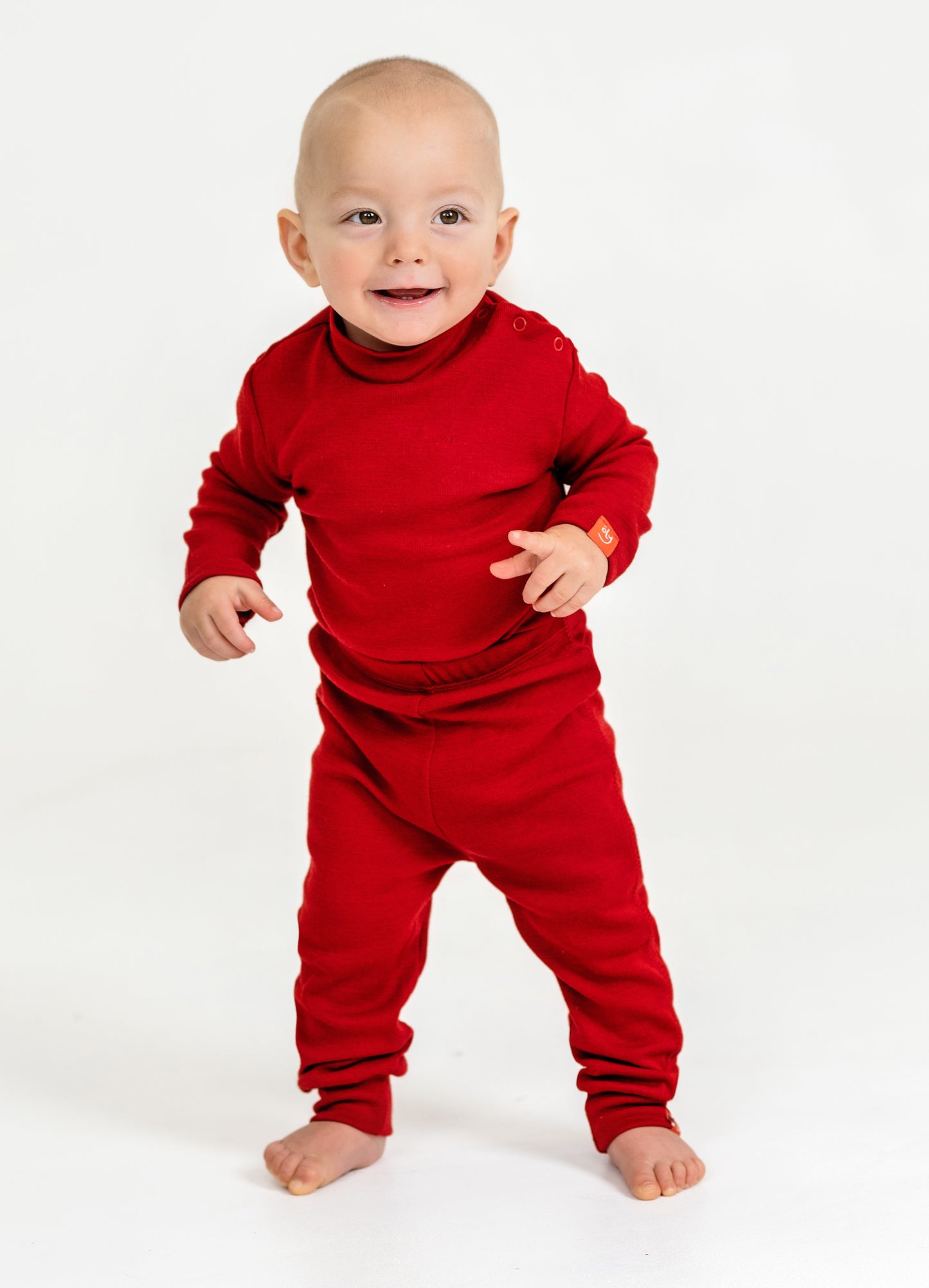 Wooly Thermal Baby Turtleneck Bodysuit 100% Soft Merino Wool Cherry
