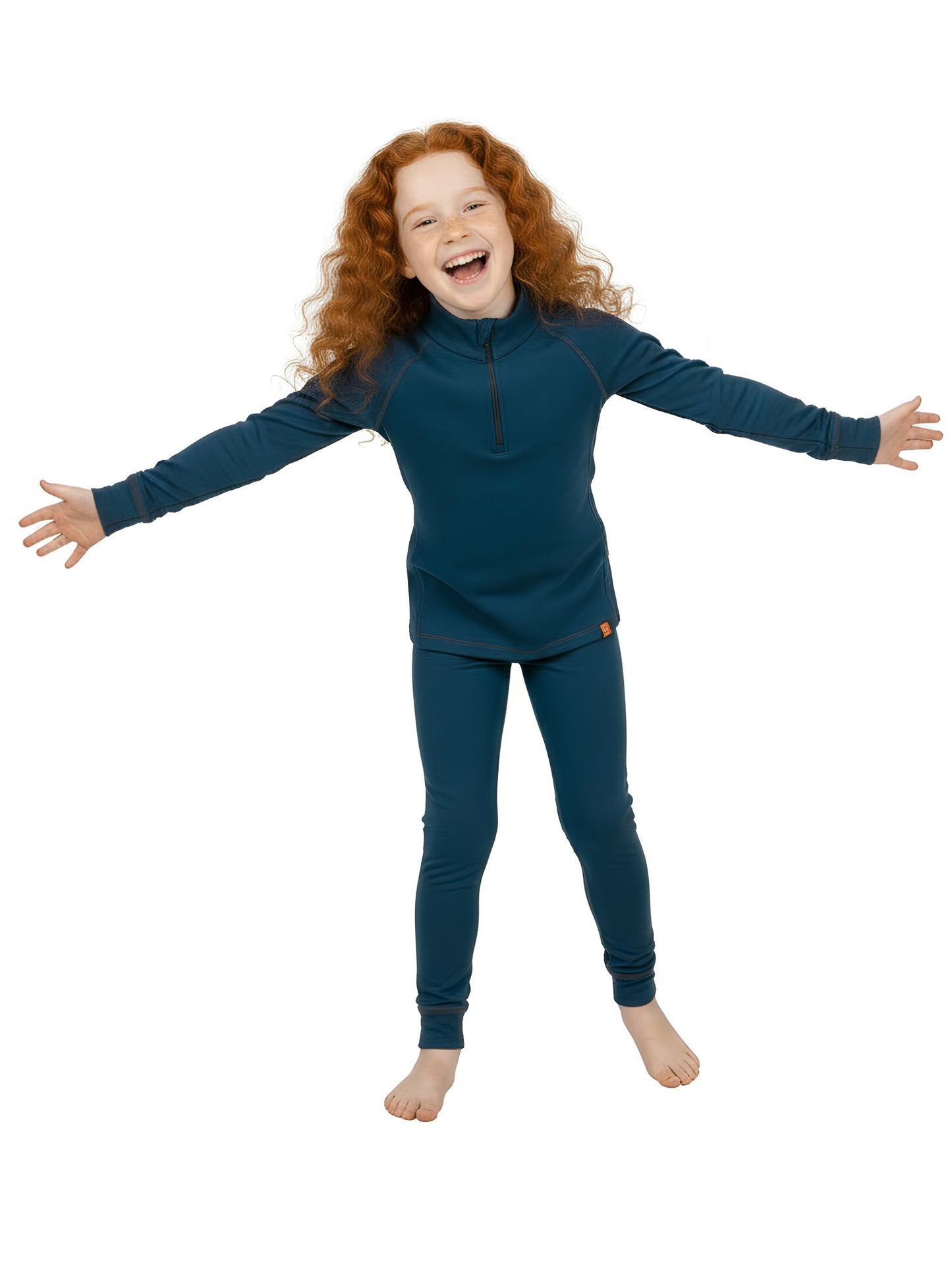 Wooly Kid's Thermal Underwear Set Soft Merino Wool Dark Blue Ages 2-12yo