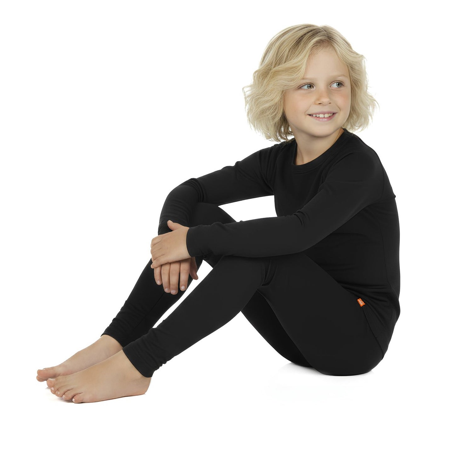Wooly Kid's Thermal Underwear Set Soft Merino Wool Black Ages 2-10yo