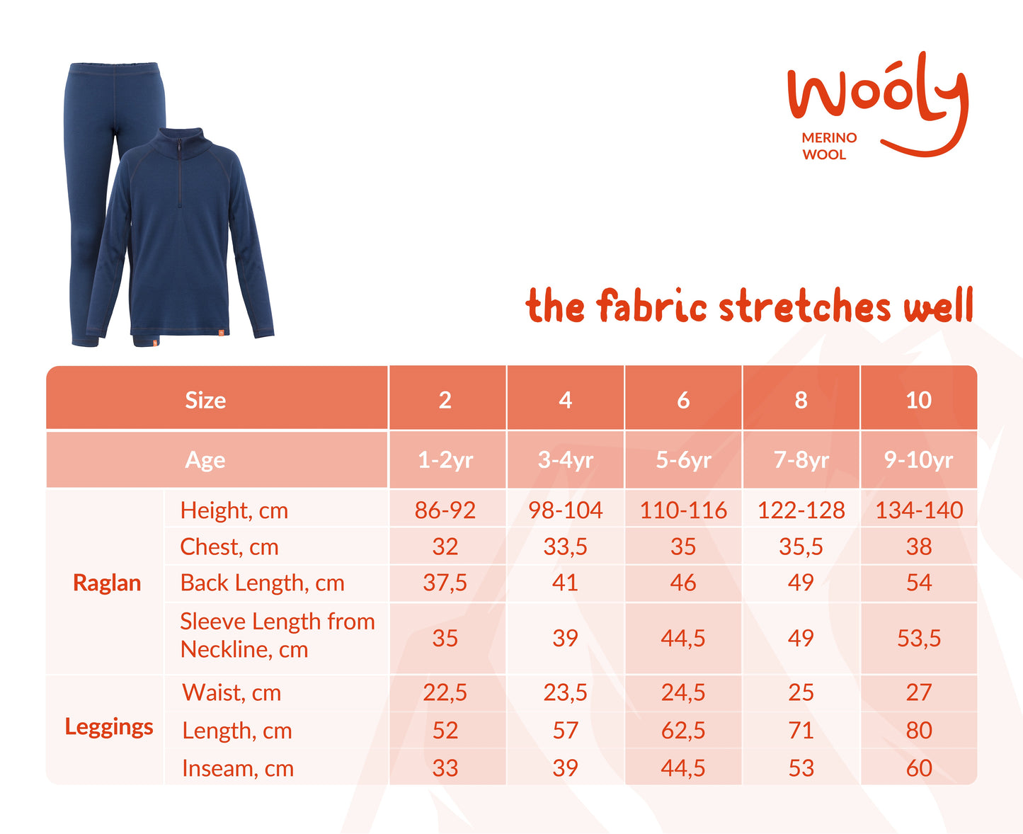Wooly Kid's Thermal Underwear Set Soft Merino Wool Dark Blue Ages 2-12yo