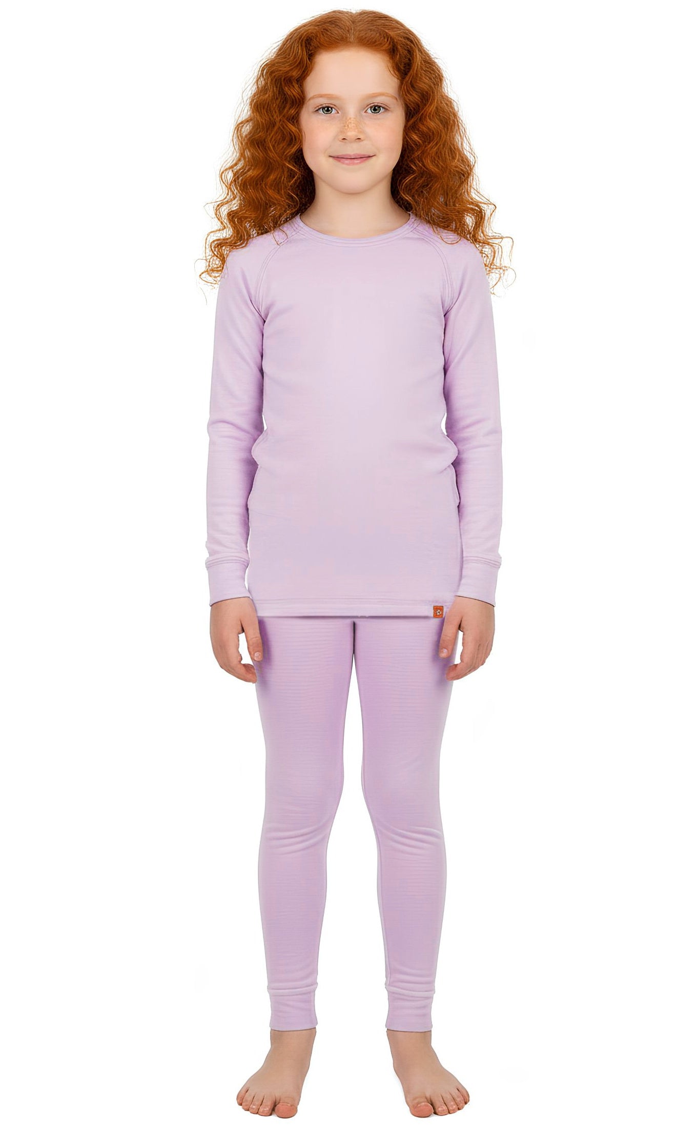 Wooly Kid's Thermal Underwear Set Soft Merino Wool Lilac Ages 2-10yo