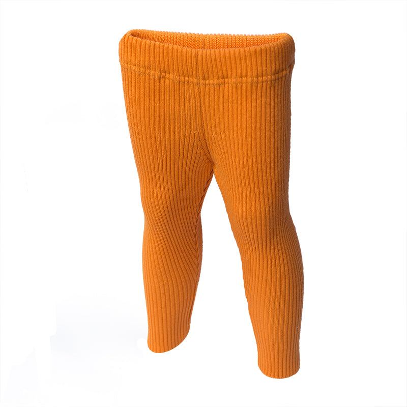 Sofia Kid's Knit Thermal Leggings 100% Soft Merino Wool Orange 2-5yo