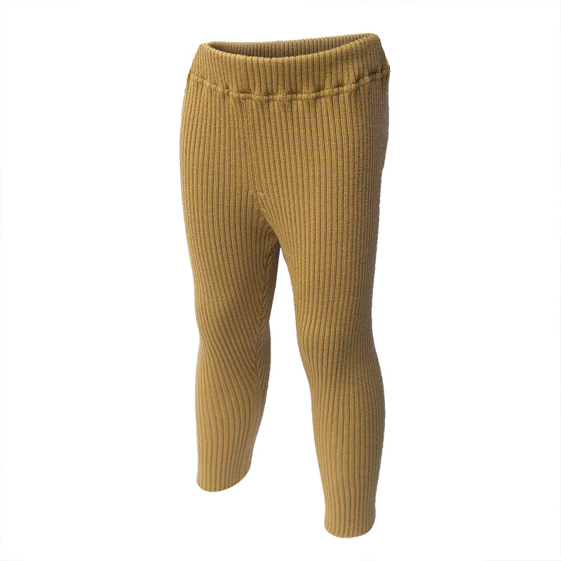 Sofia Kid's Knit Thermal Leggings 100% Soft Merino Wool Mustard Ages 2-4yo