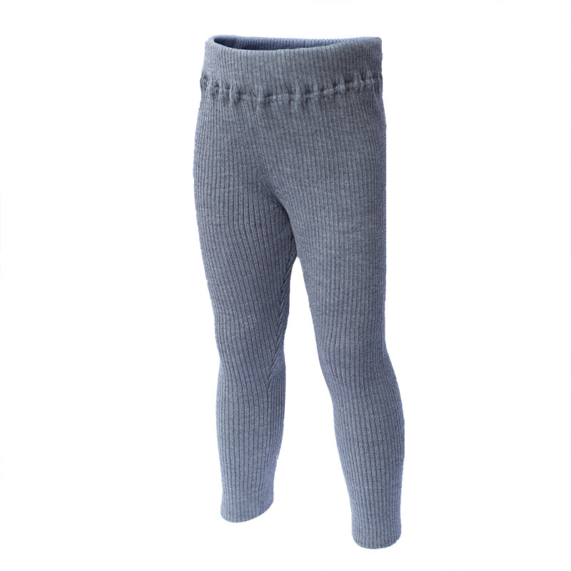 Sofia Kid's Knit Thermal Leggings 100% Soft Merino Wool Gray Ages 2-4yo