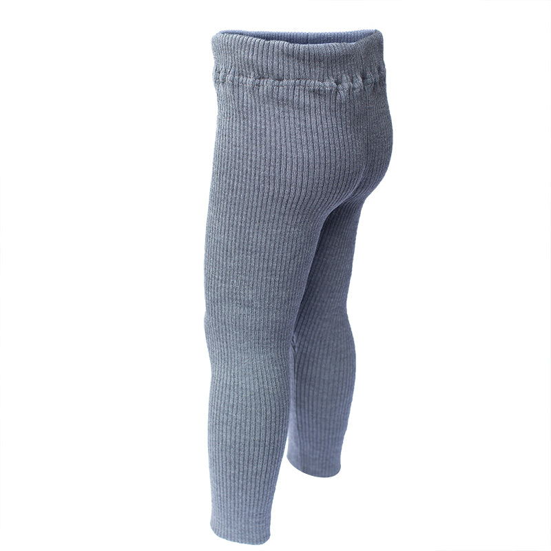 Sofia Kid's Knit Thermal Leggings 100% Soft Merino Wool Gray Ages 2-4yo