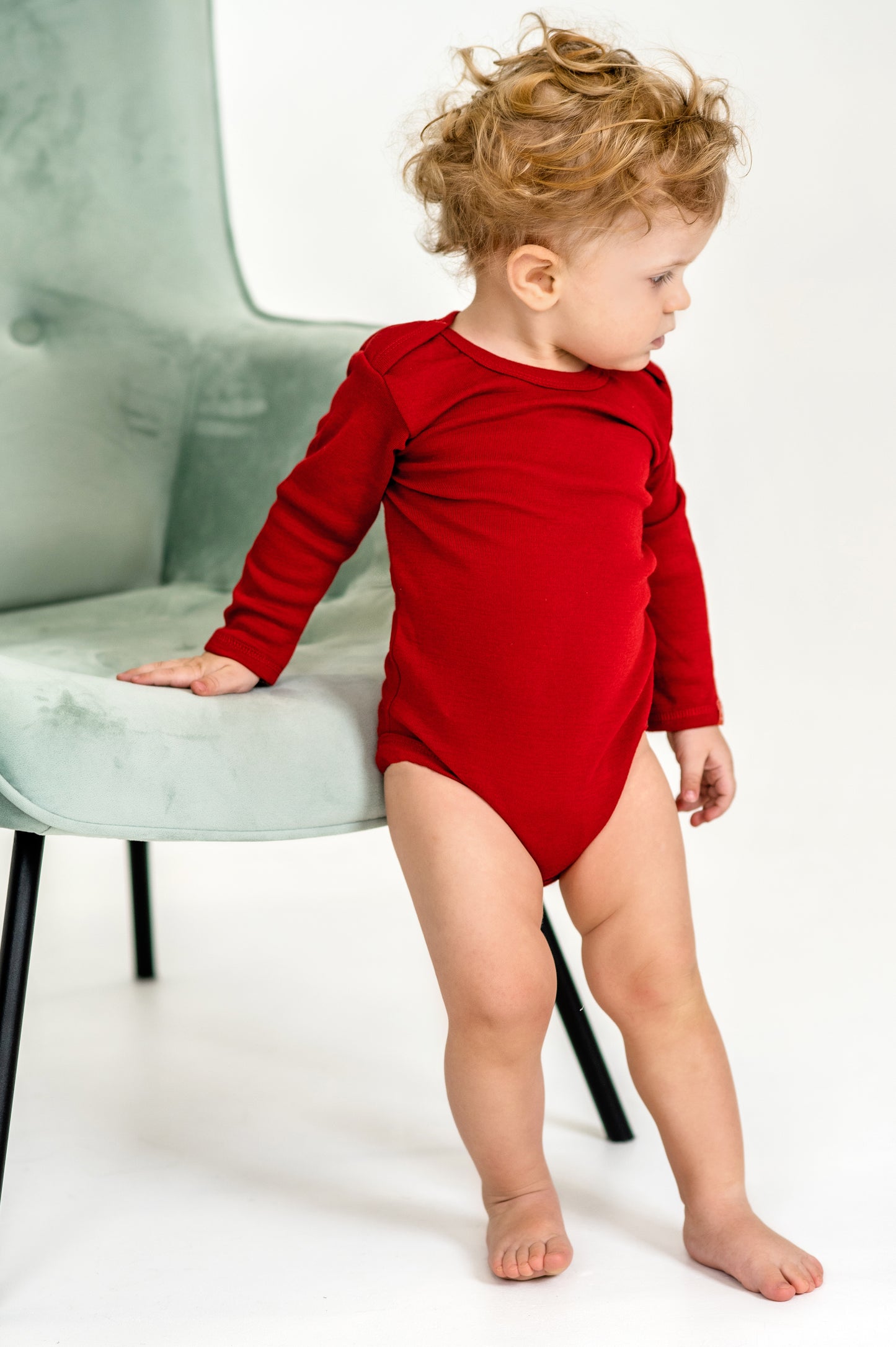 Wooly Thermal Baby Bodysuit 100% Soft Merino Wool Cherry