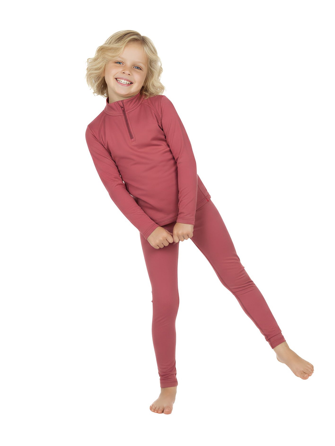 Wooly Kid's Thermal Underwear Set Soft Merino Wool Redwine Ages 2-10yo