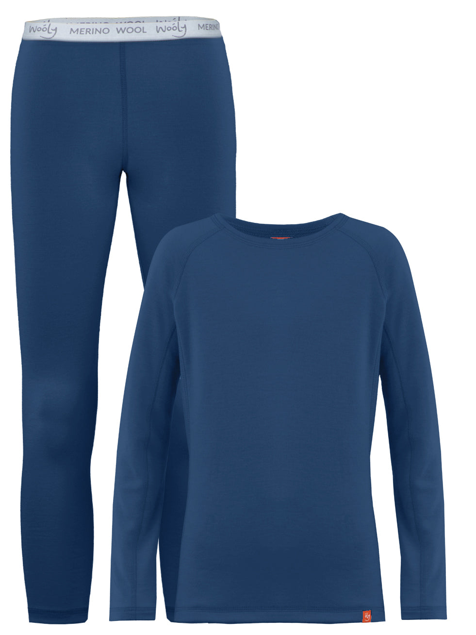 Wooly Kid's Thermal Underwear Set Soft Merino Wool Deep Blue Ages 2-10yo