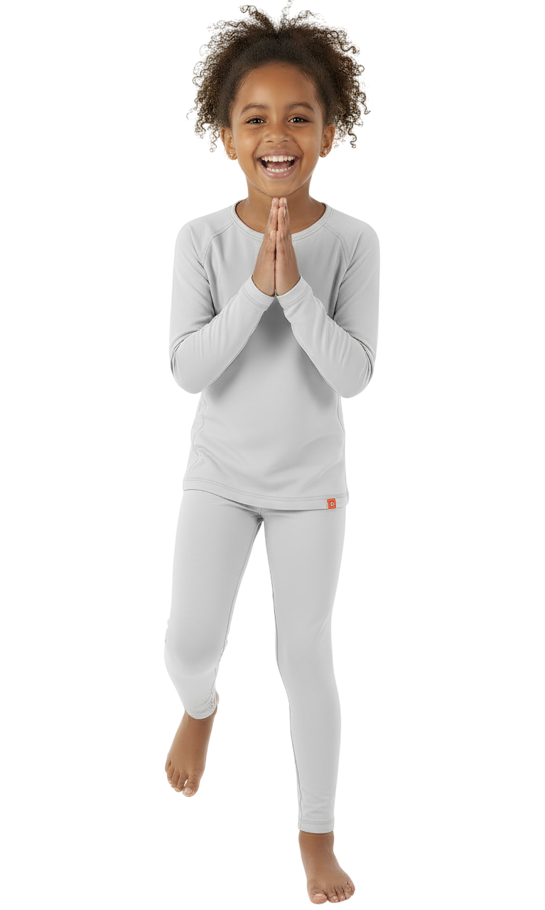 Wooly Kid's Thermal Underwear Set Soft Merino Wool Grey Ages 2-12yo