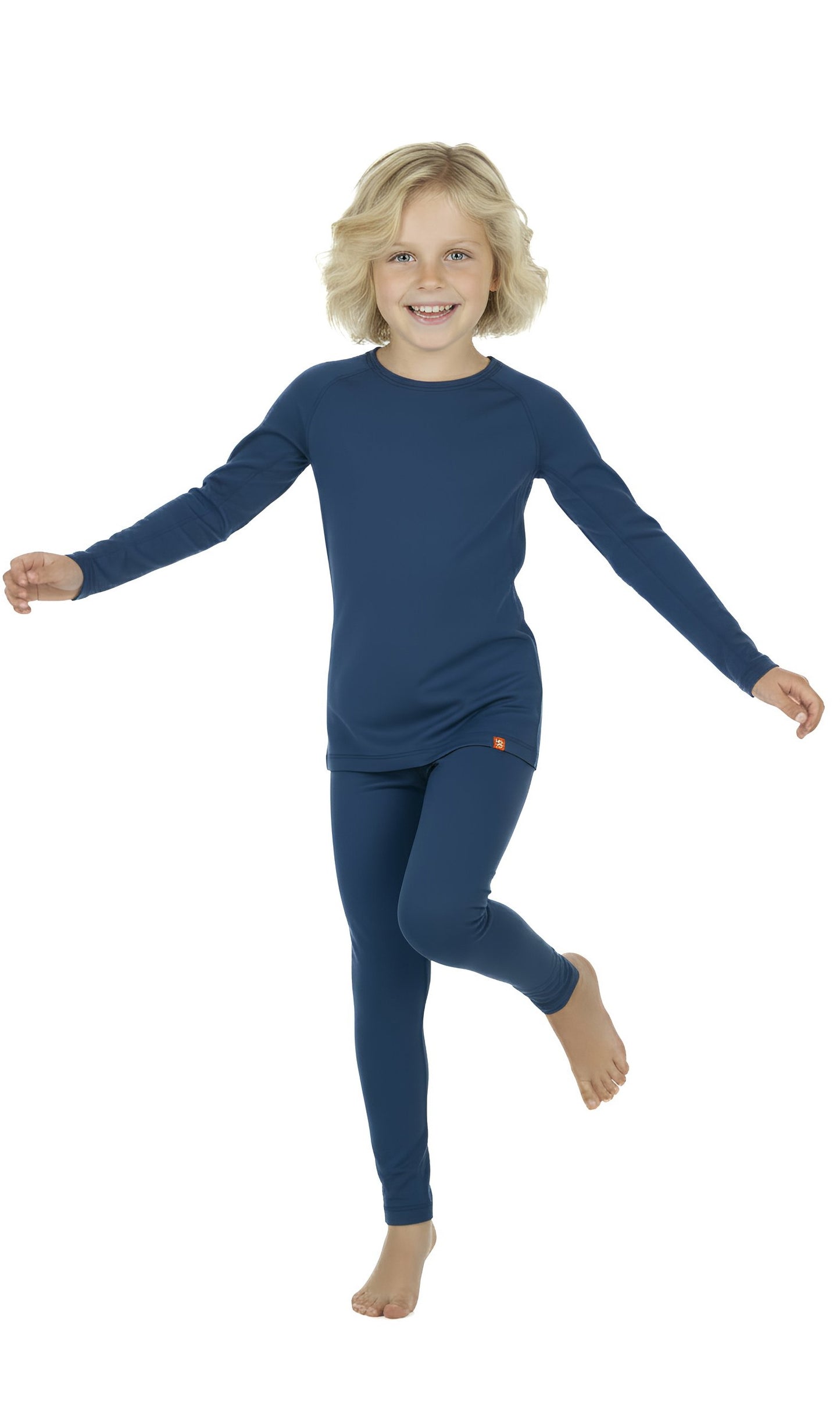 Wooly Kid's Thermal Underwear Set Soft Merino Wool Deep Blue Ages 2-10yo
