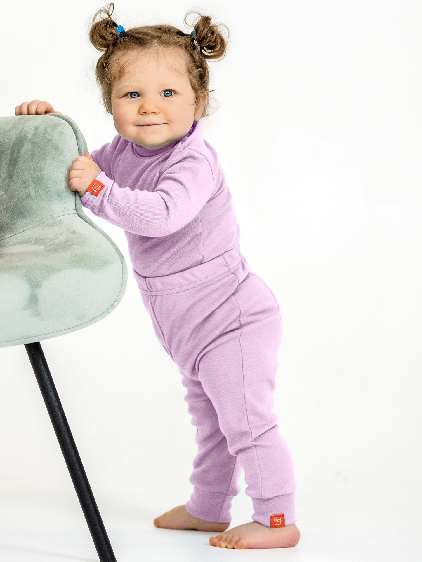 Wooly Thermal Baby Turtleneck Bodysuit 100% Soft Merino Wool Lilac