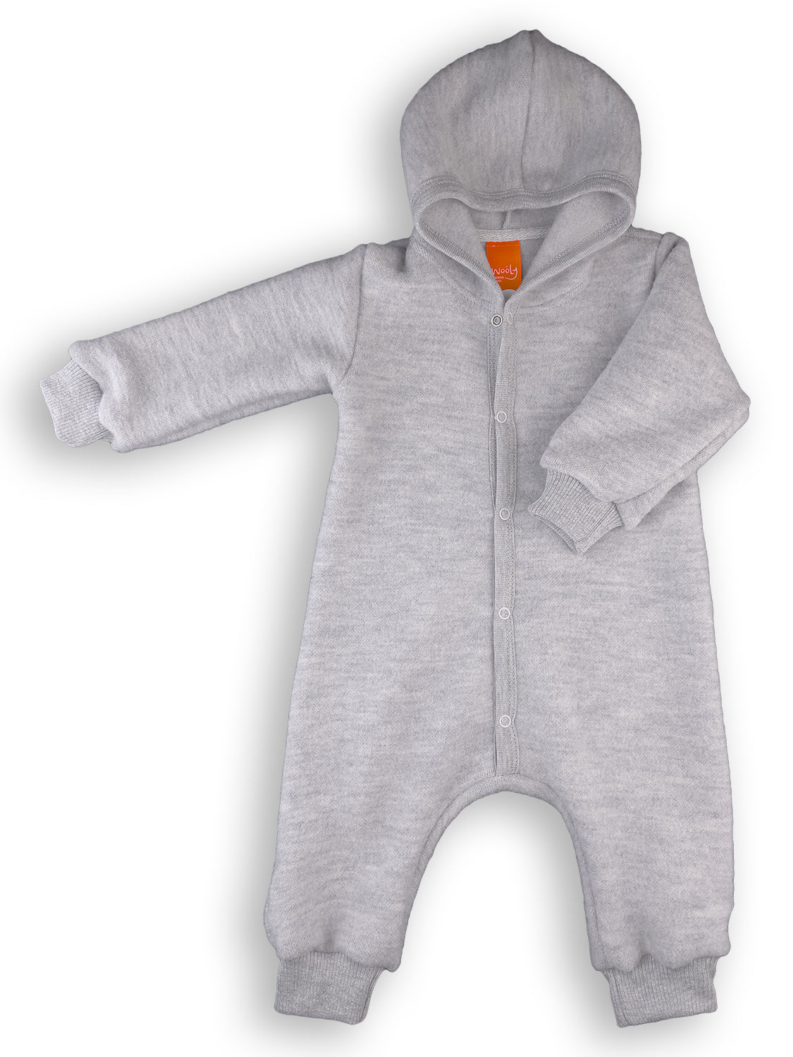 Wooly Kid's Thermal Fleece Jumpsuit 100% Soft Merino Wool Gray