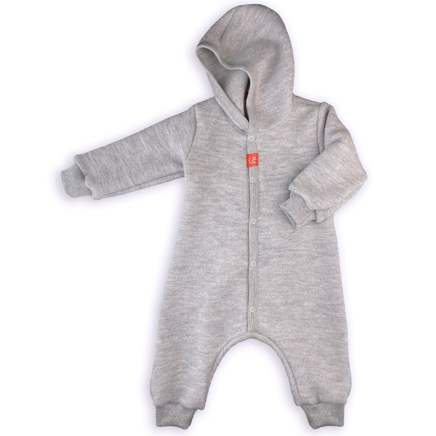 Wooly Kid's Thermal Fleece Jumpsuit 100% Soft Merino Wool Gray
