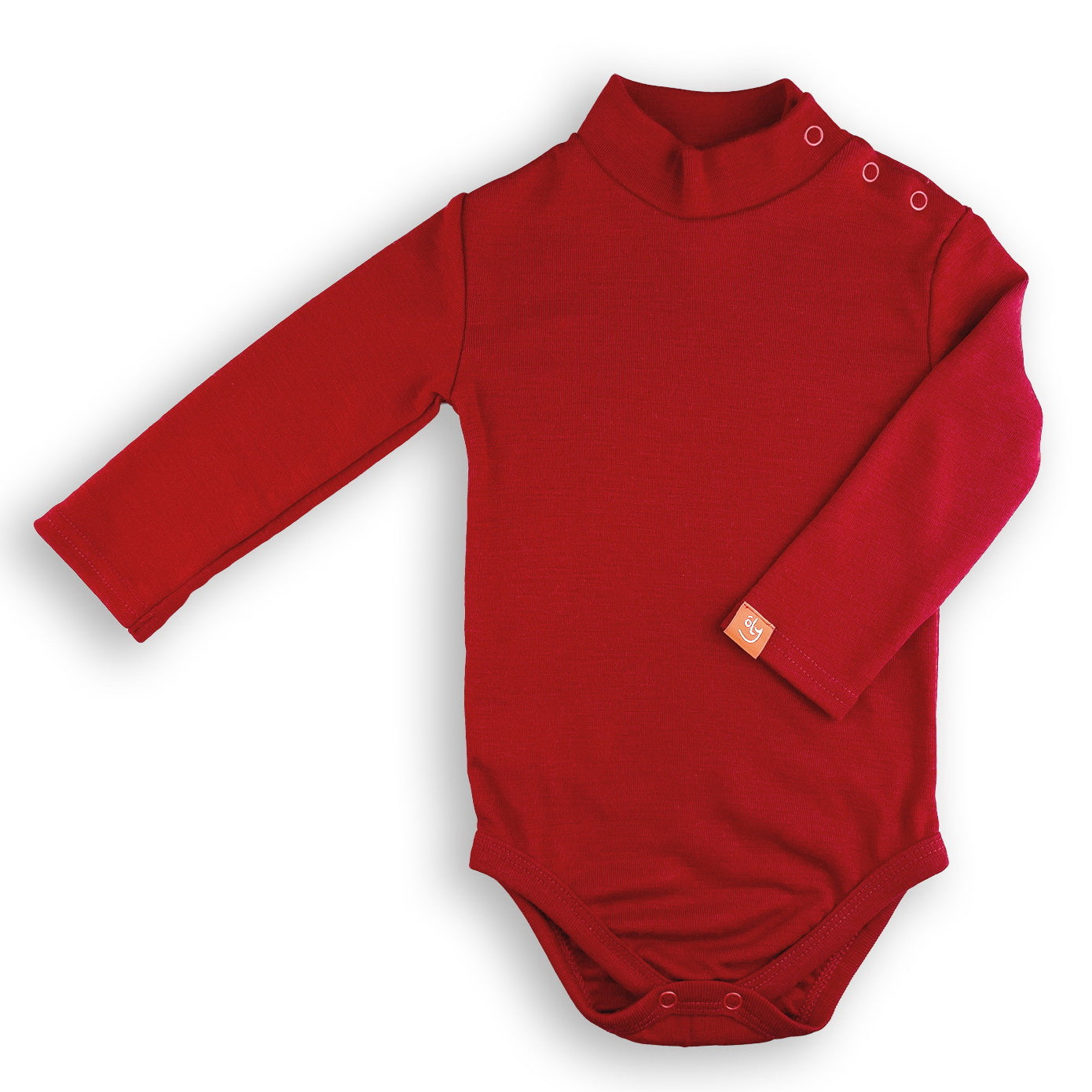 Wooly Thermal Baby Turtleneck Bodysuit 100% Soft Merino Wool Cherry