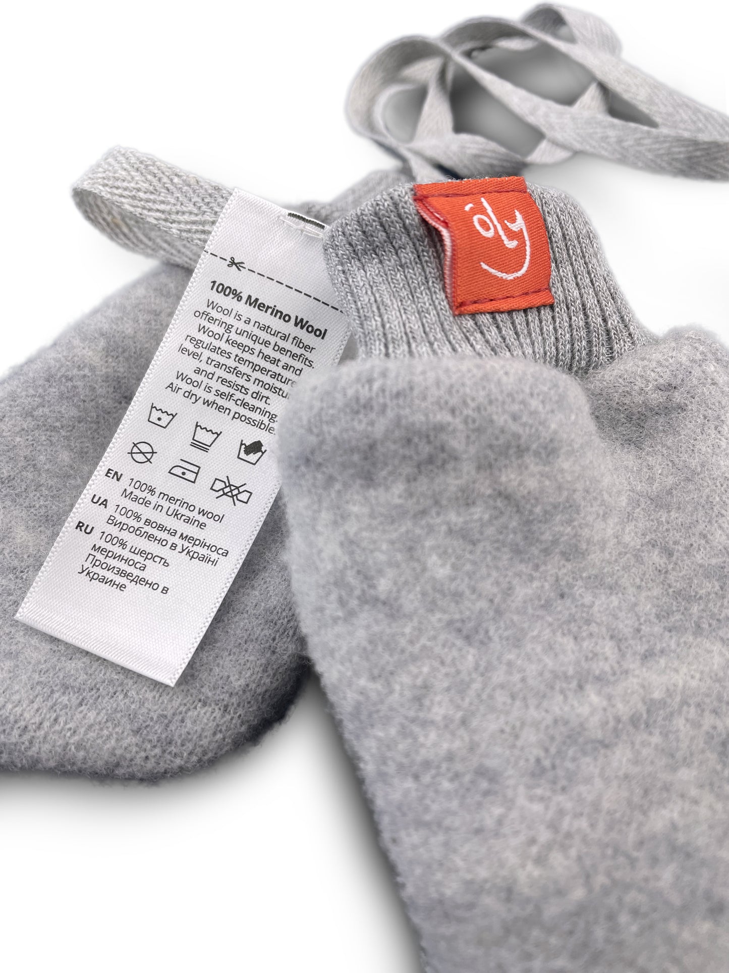 Wooly Kid's Thermal Fleece Mittens 100% Soft Merino Wool Gray