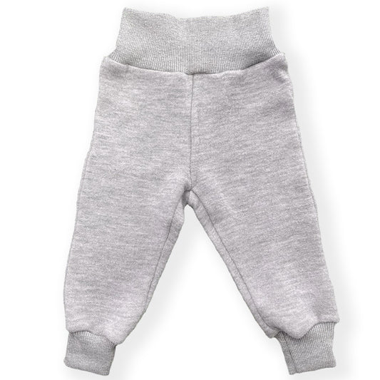 Wooly Kid's Thermal Fleece Leggings 100% Soft Merino Wool Gray