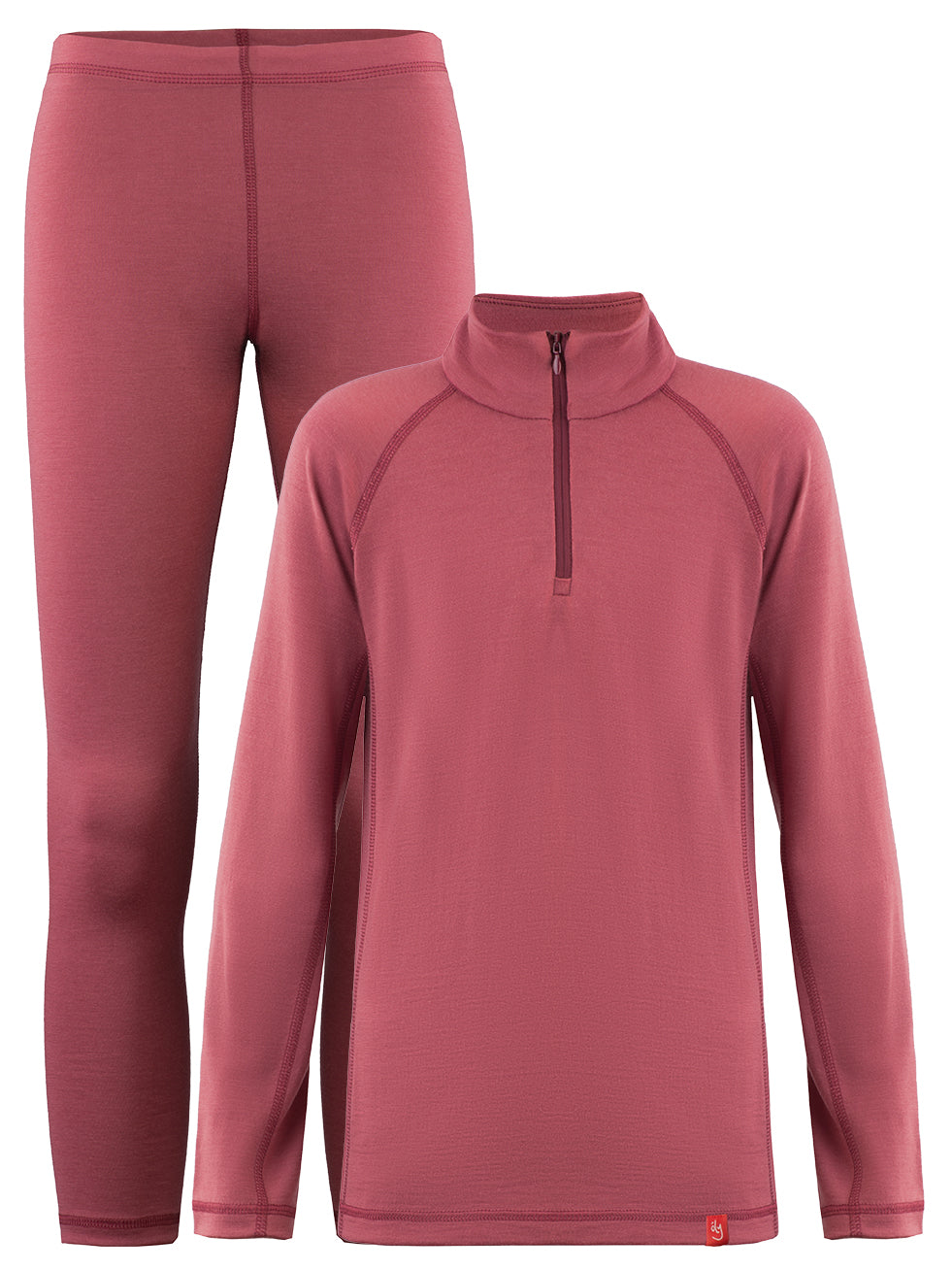 Wooly Kid's Thermal Underwear Set Soft Merino Wool Redwine Ages 2-10yo