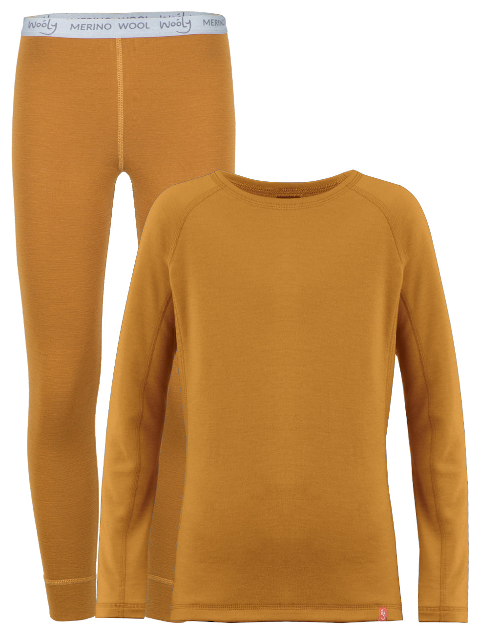 Wooly Kid's Thermal Underwear Set Soft Merino Wool Mustard Ages 2-10yo