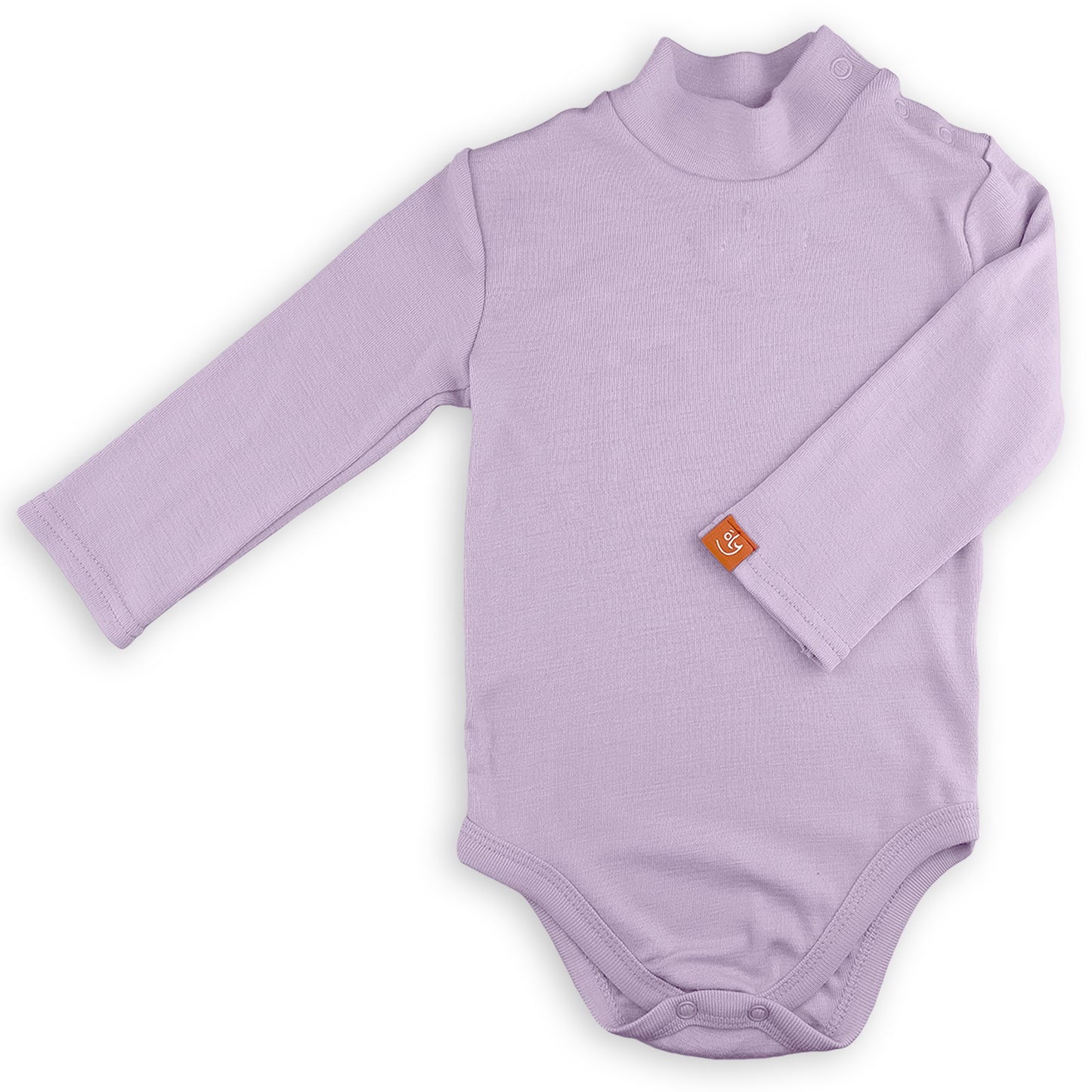 Wooly Thermal Baby Turtleneck Bodysuit 100% Soft Merino Wool Lilac