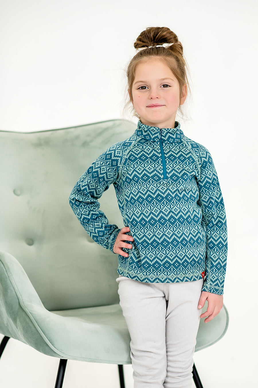 Wooly Kid's Thermal Underwear Golf Soft Merino Wool Green Ages 2-8yo