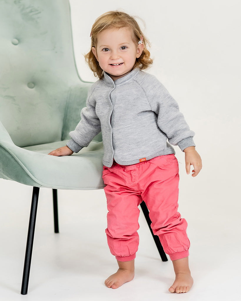 Wooly Kid's Thermal Fleece Sweater 100% Soft Merino Wool Gray