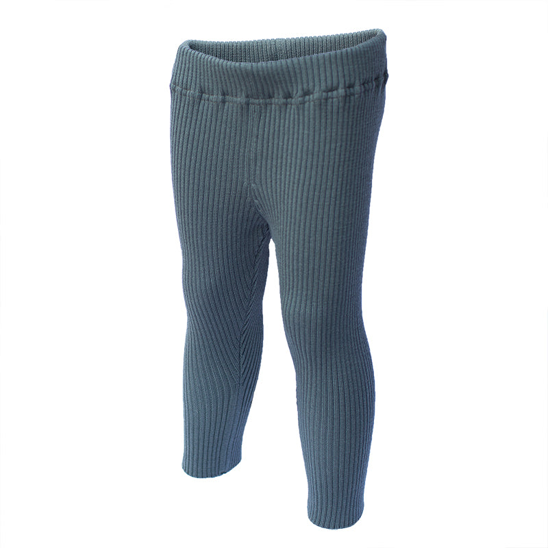 Sofia Kid's Knit Thermal Leggings 100% Soft Merino Wool Gray Khaki Ages 2-4yo