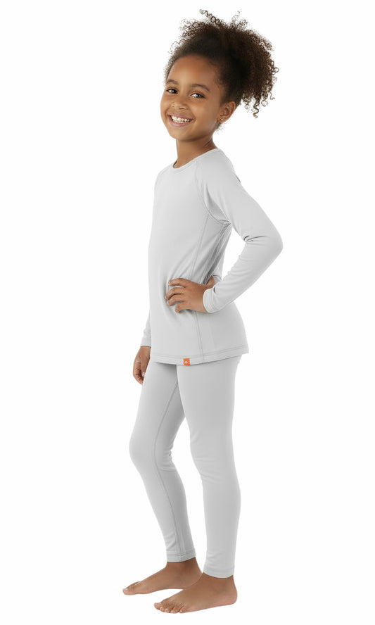 Wooly Kid's Thermal Underwear Set Soft Merino Wool Grey Ages 2-12yo