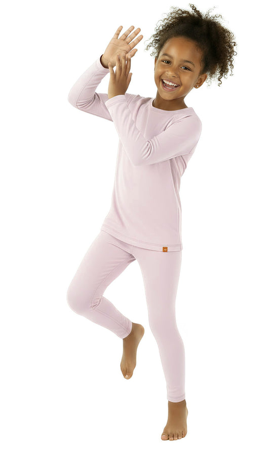 Wooly Kid's Thermal Underwear Set Soft Merino Wool Pink Ages 2-10yo