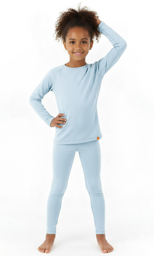 Wooly Kid's Thermal Underwear Set Soft Merino Wool Blue Ages 2-12yo